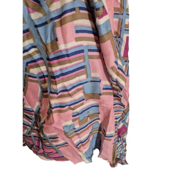 Ahujasons VTG Merino Wool Silk Pashmina Scarf Geometric Print Shawl Wrap Scarf - Picture 4 of 5